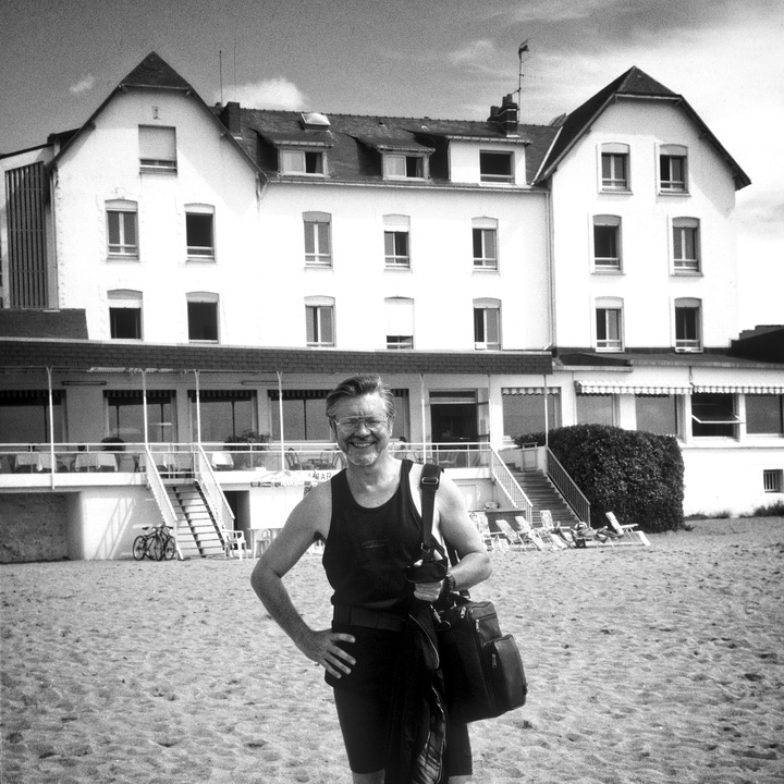 1993 and the author standing in front of Hotel de la Plage, Saint Marc sur Mer